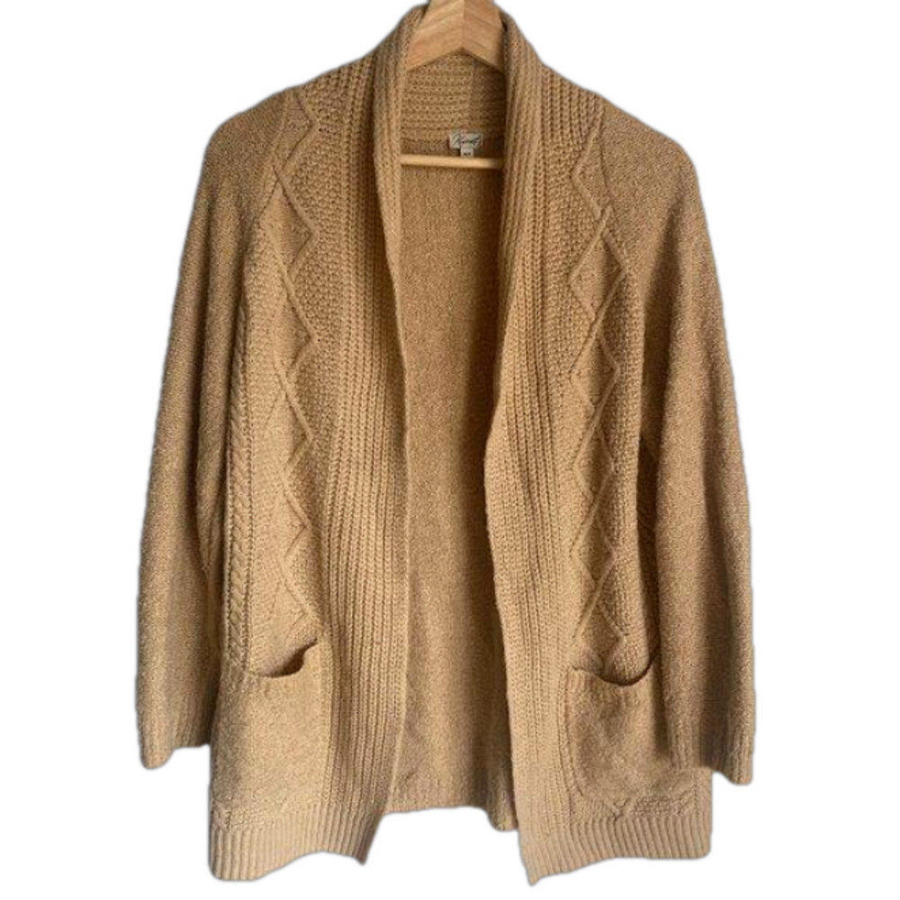 Kismet Open Front Cozy Beige Cardigan Size S